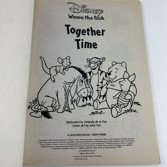 DISNEY Winnie the Pooh Bear Coloring Book Together Time VTG y2k Golden 2001 - Picture 4 of 7